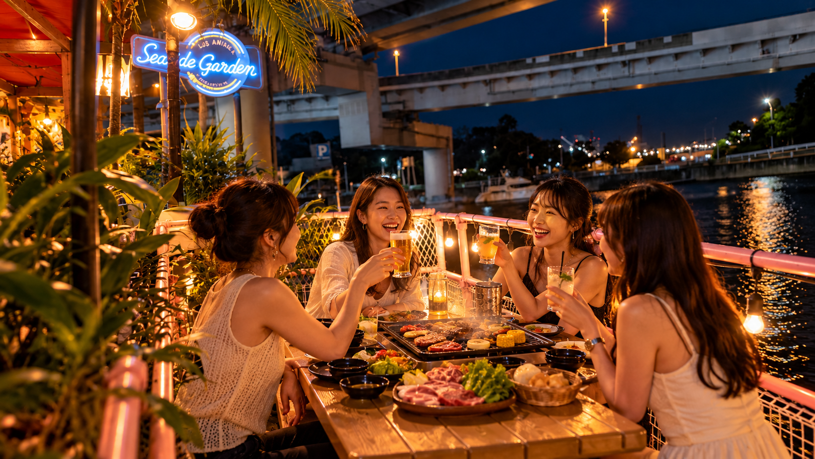 SEASIDE GARDENの海辺のテラスでBBQを楽しむイメージ